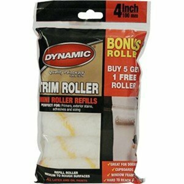 Dynamic Paint Products Dynamic 4 Inch X 38 Inch 100Mm X 10Mm Yellow Stripe Mini Roller Zip Bag, 6PK 21264